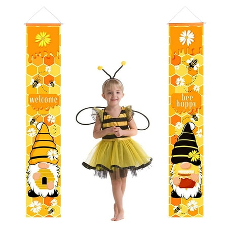 Welcome Bee Summer Gnome Porch Banner Decor Front Door Sign Seasonal Bee party supplies for Front Porch Door Decoration 12 x 71 inch Welcome Bee Summer Gnome Porch Banner Decor Front Door Sign Seasonal Bee party supplies for Front Porch Door Decoration 12 x 71 inch